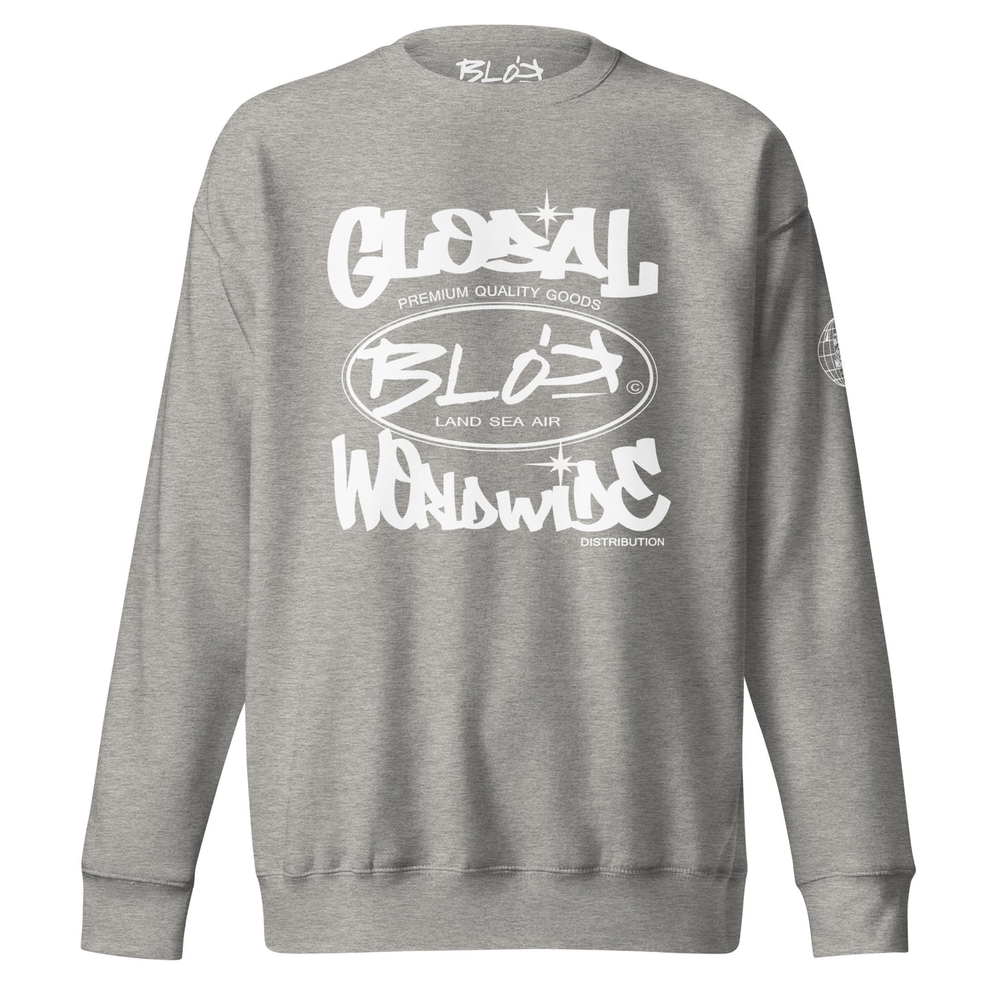 Blok Global - Front & Arm Print in White - Women's Sweatshirt