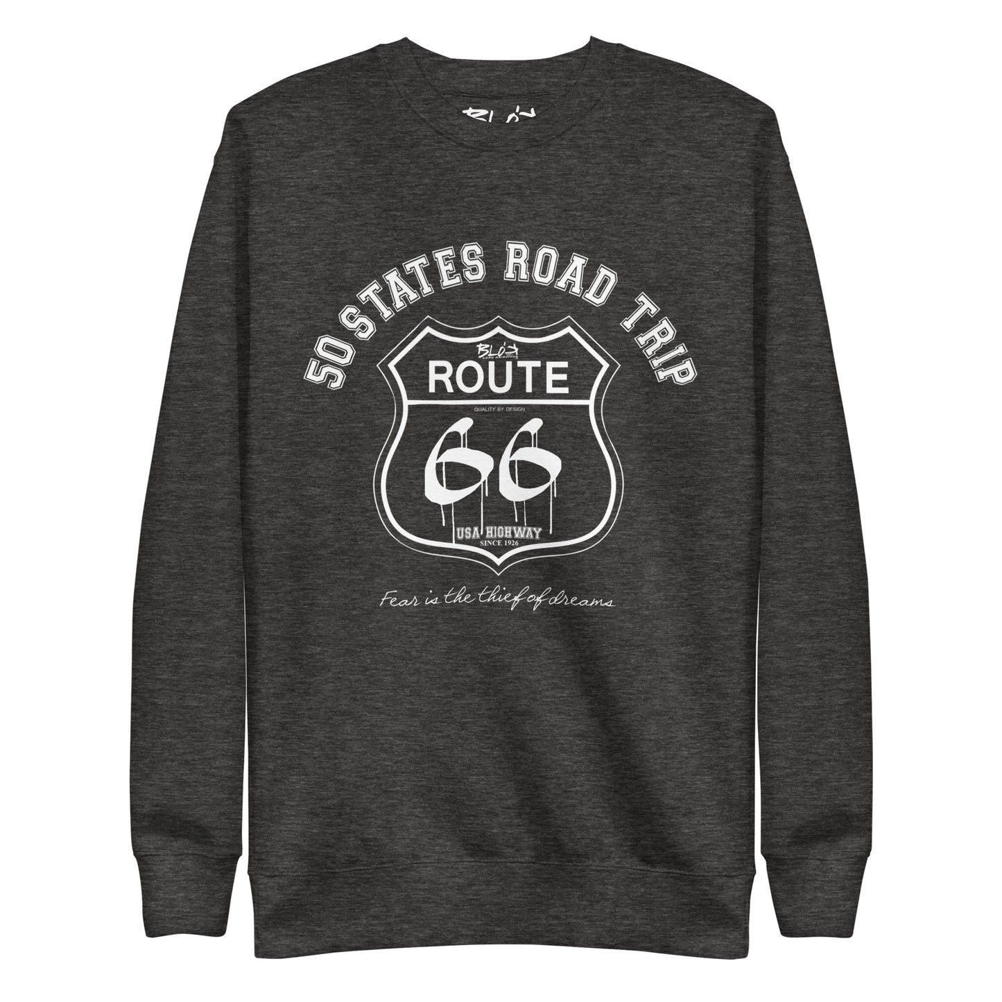 Route 66 Road Trip - 50 States - White Print - Men's Sweatshirt