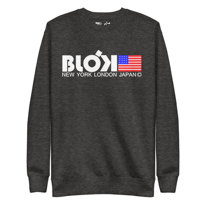 NY LDN JPN & Flag - White Print - Men's Sweatshirt