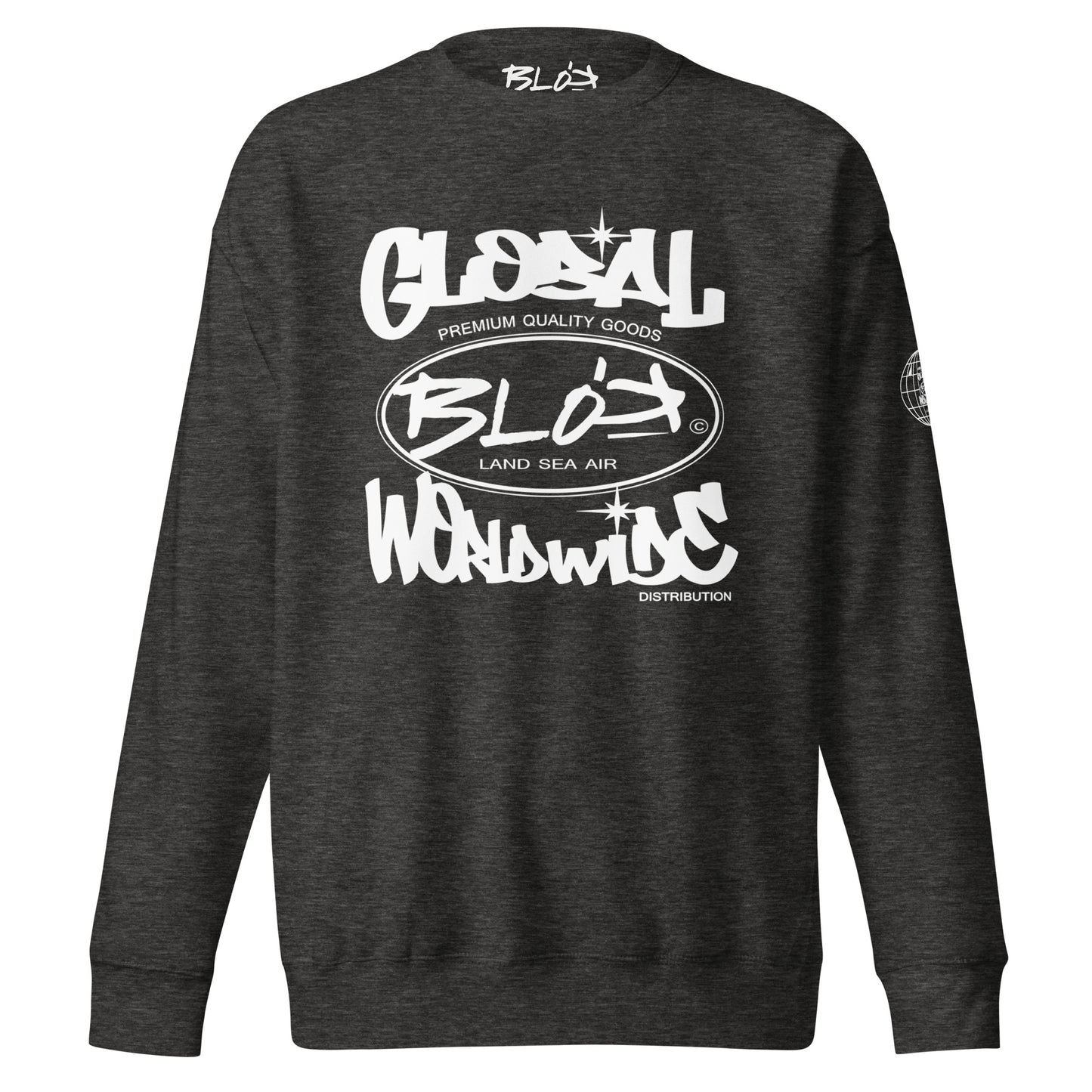 Blok Global - Front & Arm Print in White - Men's Sweatshirt