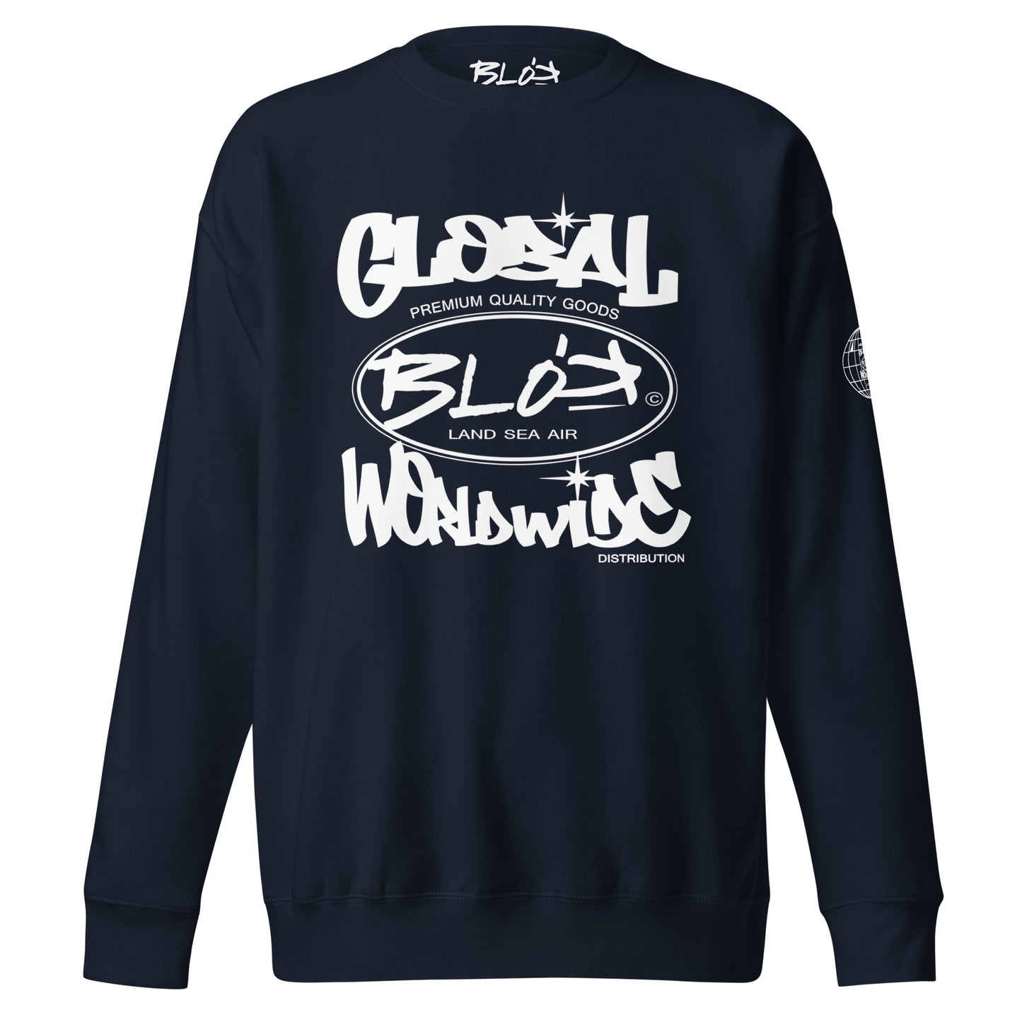 Blok Global - Front & Arm Print in White - Women's Sweatshirt
