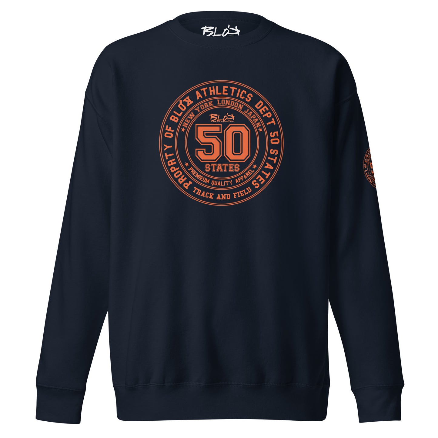50 States Athletic Dept. - Front & Arm Print in Orange - Women's Sweatshirt