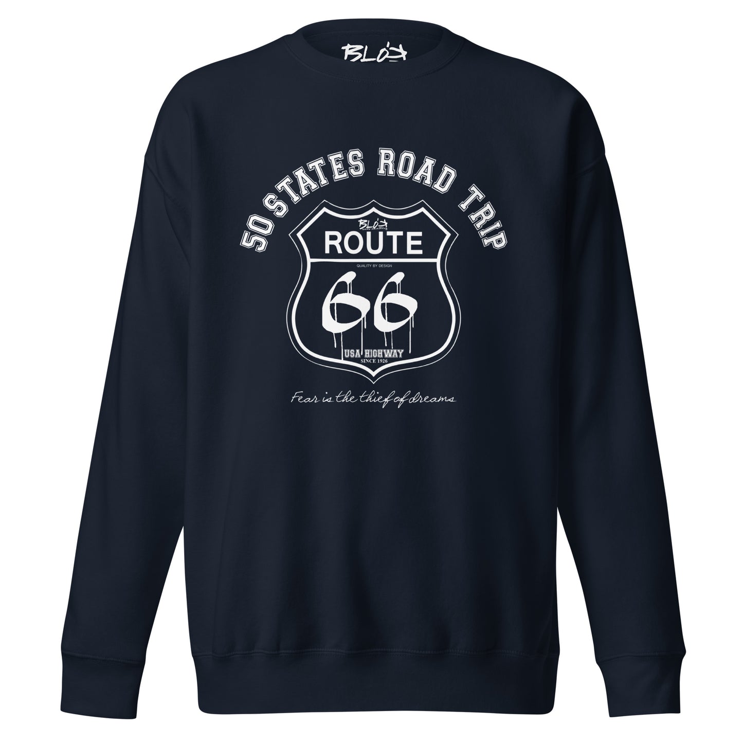Route 66 Road Trip - 50 States - White Print - Women's Sweatshirt