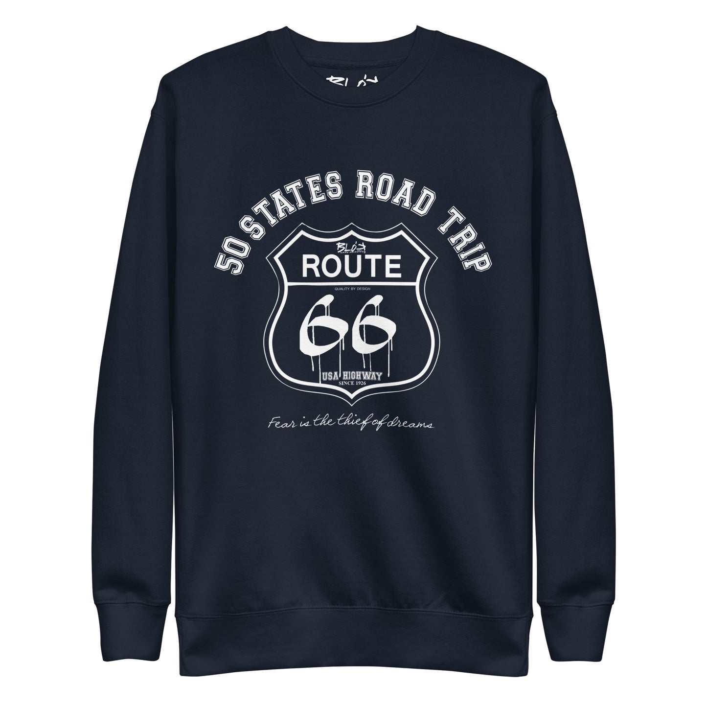 Route 66 Road Trip - 50 States - White Print - Men's Sweatshirt