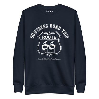 Route 66 Road Trip - 50 States - White Print - Men's Sweatshirt