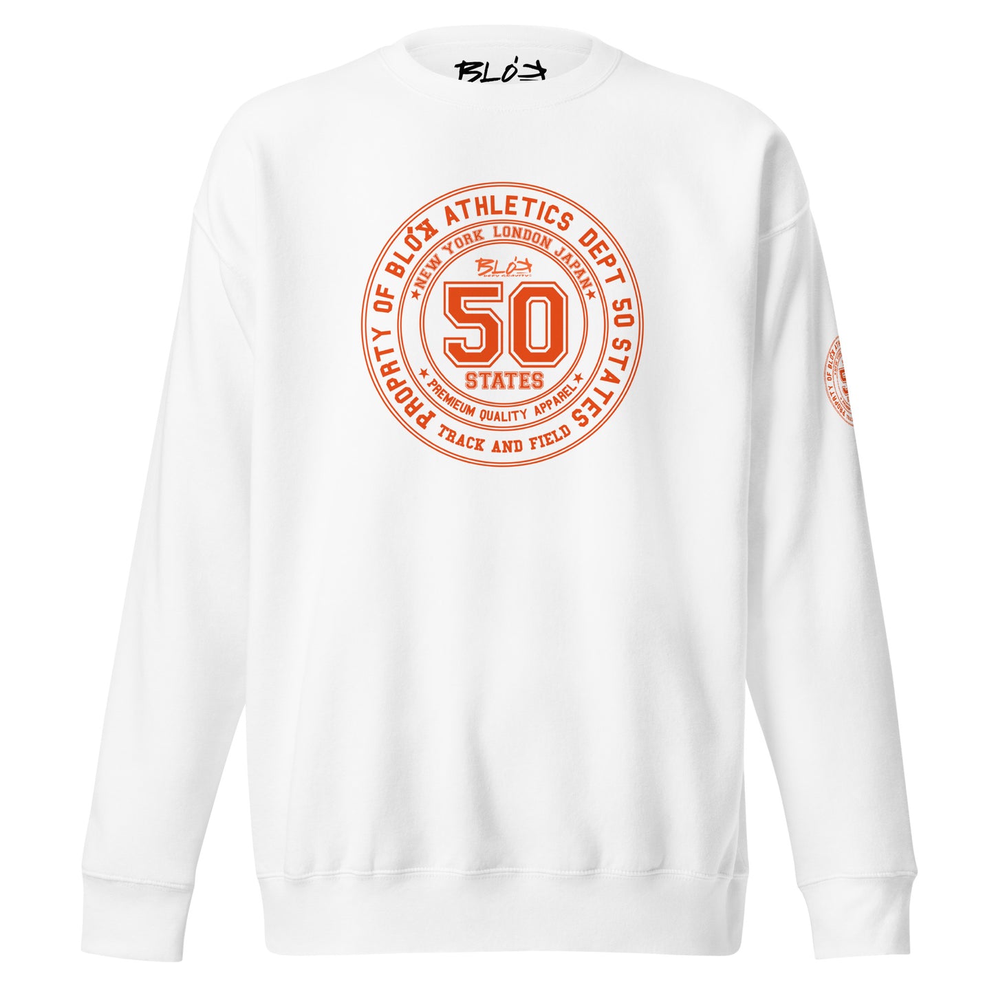 50 States Athletic Dept. - Front & Arm Print in Orange - Women's Sweatshirt
