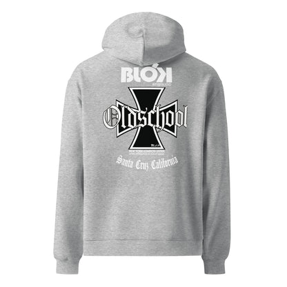 Old School Iron Cross  - Heavyweight Oversized Men's Hoodie- White Front & Back Graphic Print