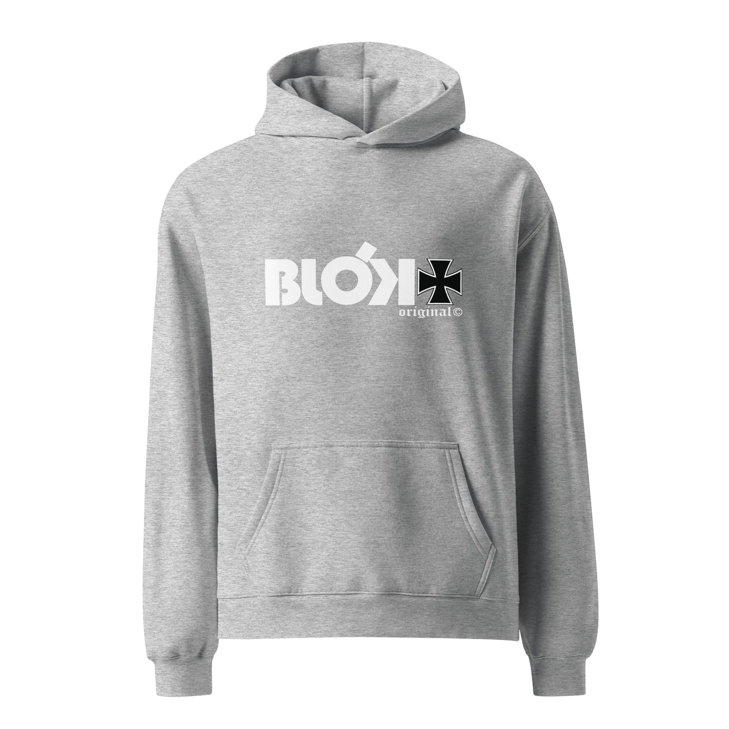 Old School Iron Cross  - Heavyweight Oversized Men's Hoodie- White Front & Back Graphic Print
