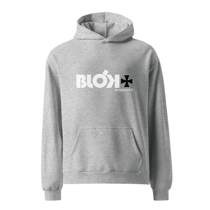 Old School Iron Cross  - Heavyweight Oversized Men's Hoodie- White Front & Back Graphic Print