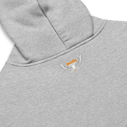 Airborne Wings - Heavyweight Oversized Men's Hoodie - Orange & White Front Graphic Print