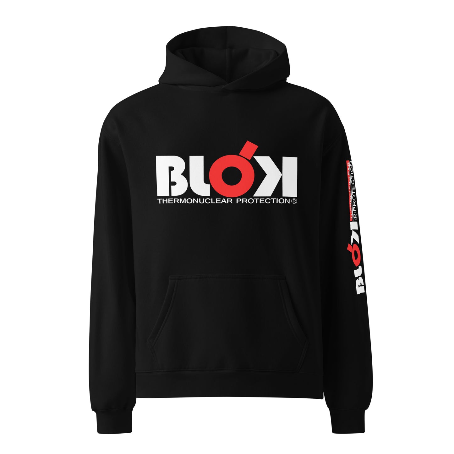 Thermonuclear Protection - Heavyweight Oversized Men's Hoodie - Front & Arm Graphic Print