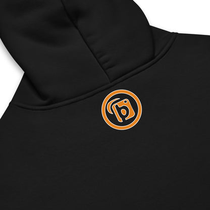 Outer Circle Blok - Heavyweight Oversized Men's Hoodie - White & Orange Front Graphic Print