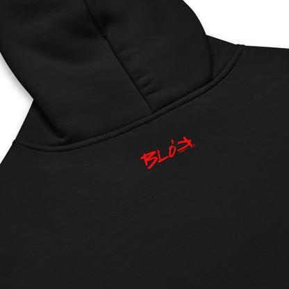 BLOK LOGO - Heavyweight Oversized Men's Hoodie - Red Front Graphic Print