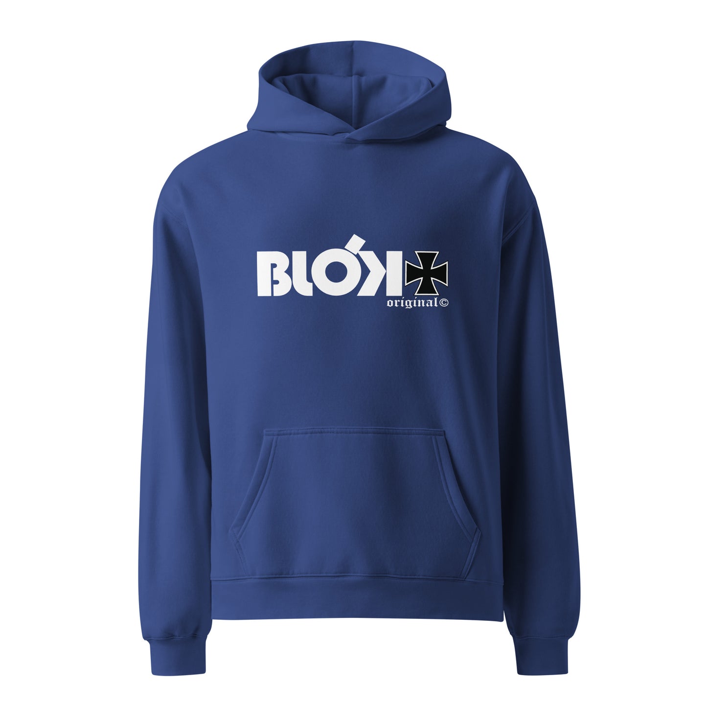 Old School Iron Cross  - Heavyweight Oversized Men's Hoodie- White Front & Back Graphic Print