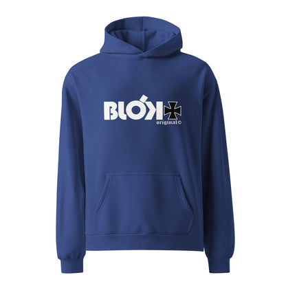 Old School Iron Cross  - Heavyweight Oversized Men's Hoodie- White Front & Back Graphic Print