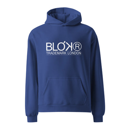BLOK Trademark London - Heavyweight Oversized Men's Hoodie - White Front Graphic Print