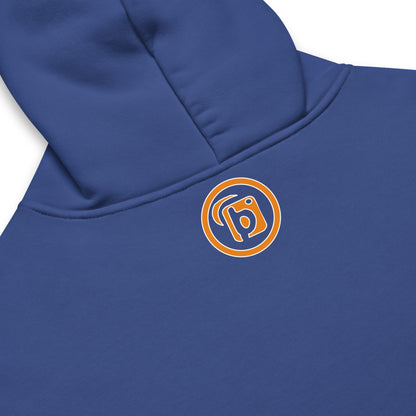 Outer Circle Blok - Heavyweight Oversized Men's Hoodie - White & Orange Front Graphic Print