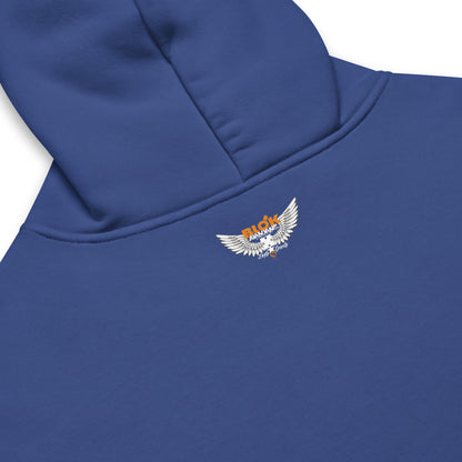 Airborne Wings - Heavyweight Oversized Men's Hoodie - Orange & White Front Graphic Print