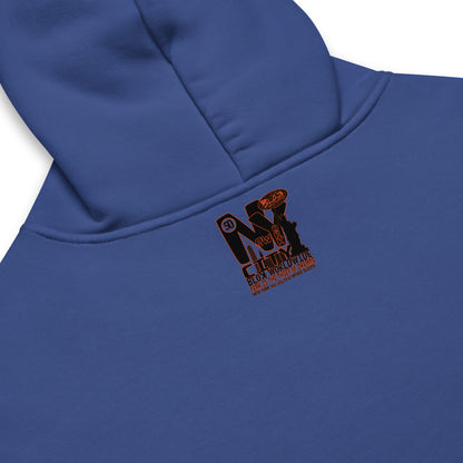 New York City Worldwide - Heavyweight Oversized Men's Hoodie - Black & Orange Front Graphic Print