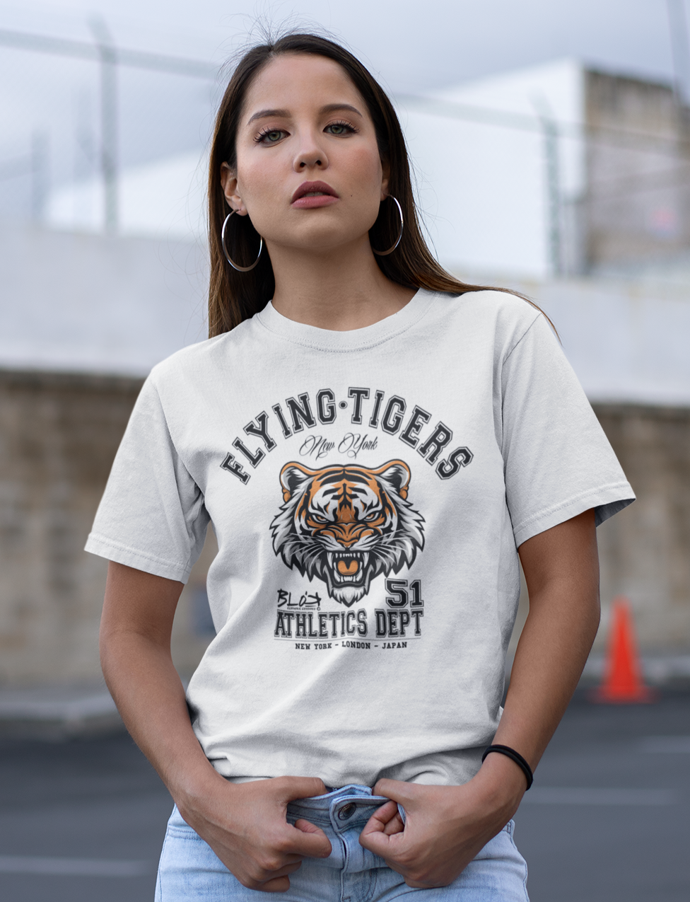 Flying Tigers - Front Print with Black Logo - Women's Relaxed Fit
