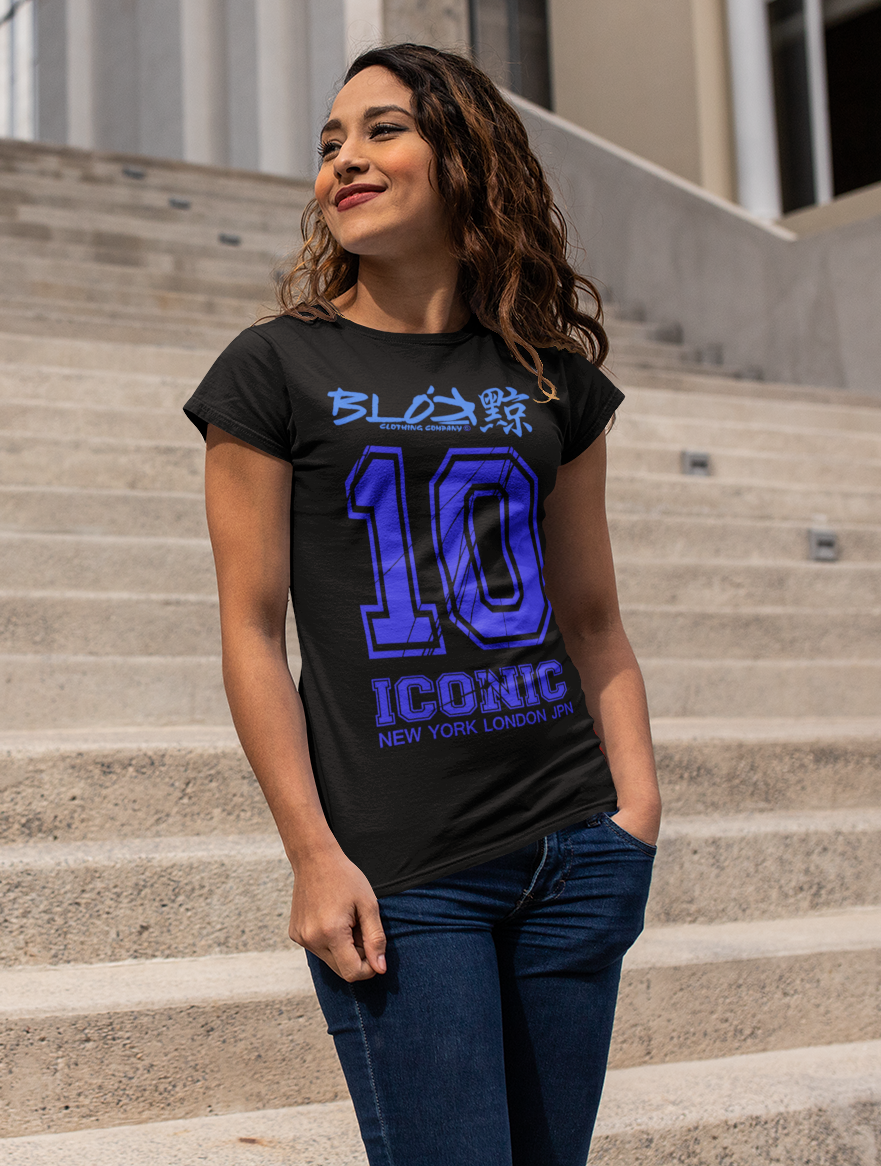 Iconic 10 - Front Print in Blue - Women's Slim Fit