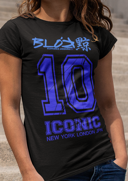 Iconic 10 - Front Print in Blue - Women's Slim Fit