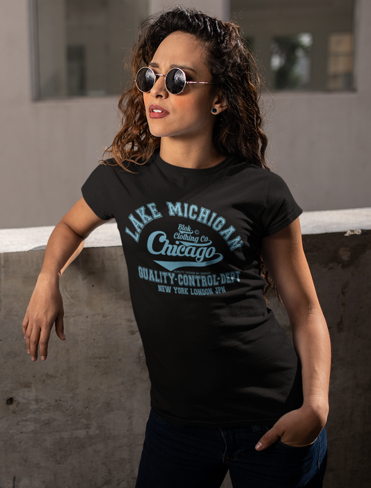 Chicago - 50 States - with Light Blue Print - Women's Slim Fit