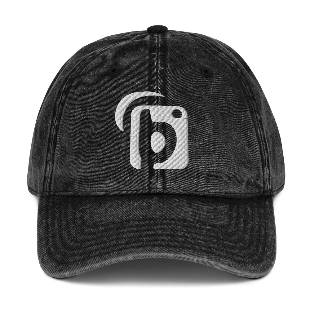 BLOK Original Logo - Unisex White Embroidered Vintage Denim Baseball Cap