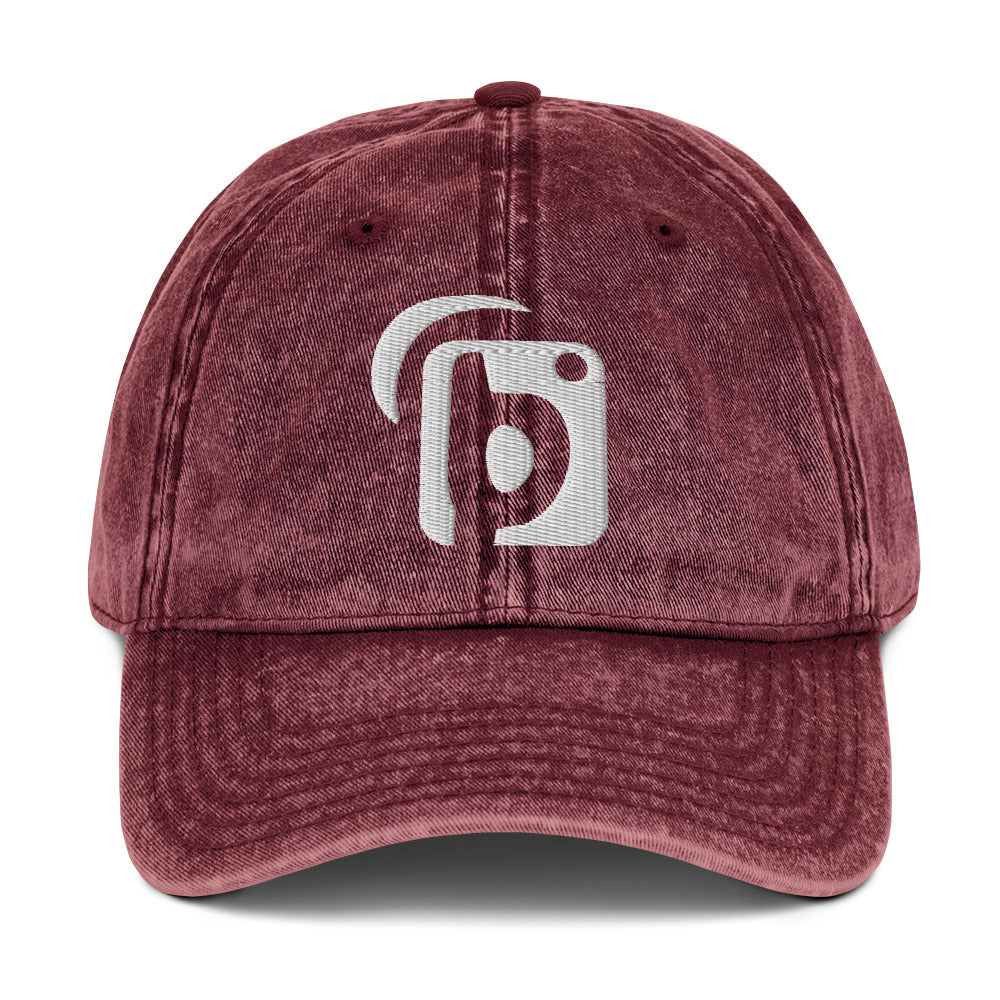 BLOK Original Logo - Unisex White Embroidered Vintage Denim Baseball Cap
