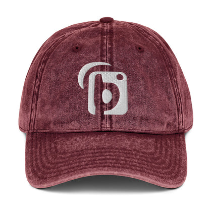 BLOK Original Logo - Unisex White Embroidered Vintage Denim Baseball Cap