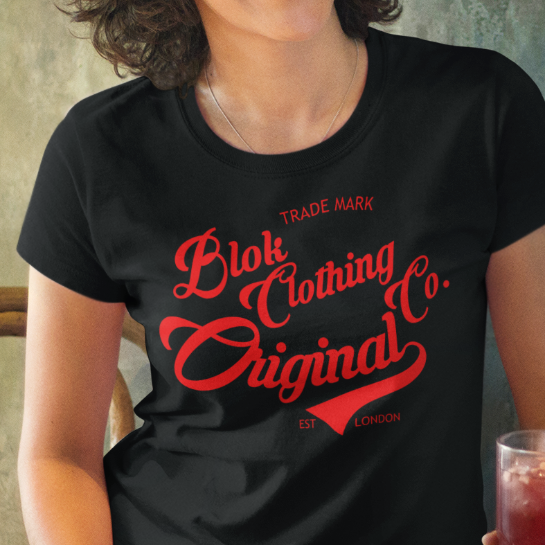 BLOK Original Clothing Company - Red Print Women's Slim Fit Graphic T-Shirt
