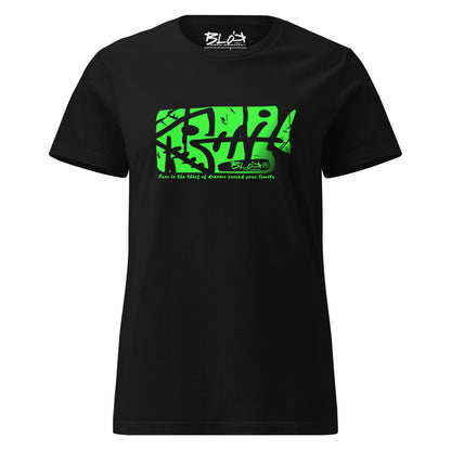 BLOK Fish Bone - Green Front Print Women's Slim Fit Graphic T-Shirt