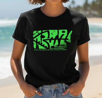 BLOK Fish Bone - Green Front Print Women's Slim Fit Graphic T-Shirt