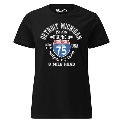 Detroit 8 Mile - 50 States - with White Print - Women's Slim Fit