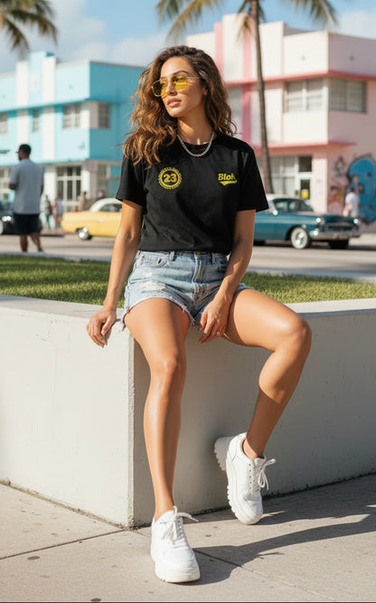 BLOK Original 23 - Yellow Print Women's Slim Fit Graphic T-Shirt