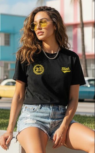 BLOK Original 23 - Yellow Print Women's Slim Fit Graphic T-Shirt
