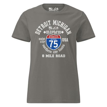 Detroit 8 Mile - 50 States - with White Print - Women's Slim Fit