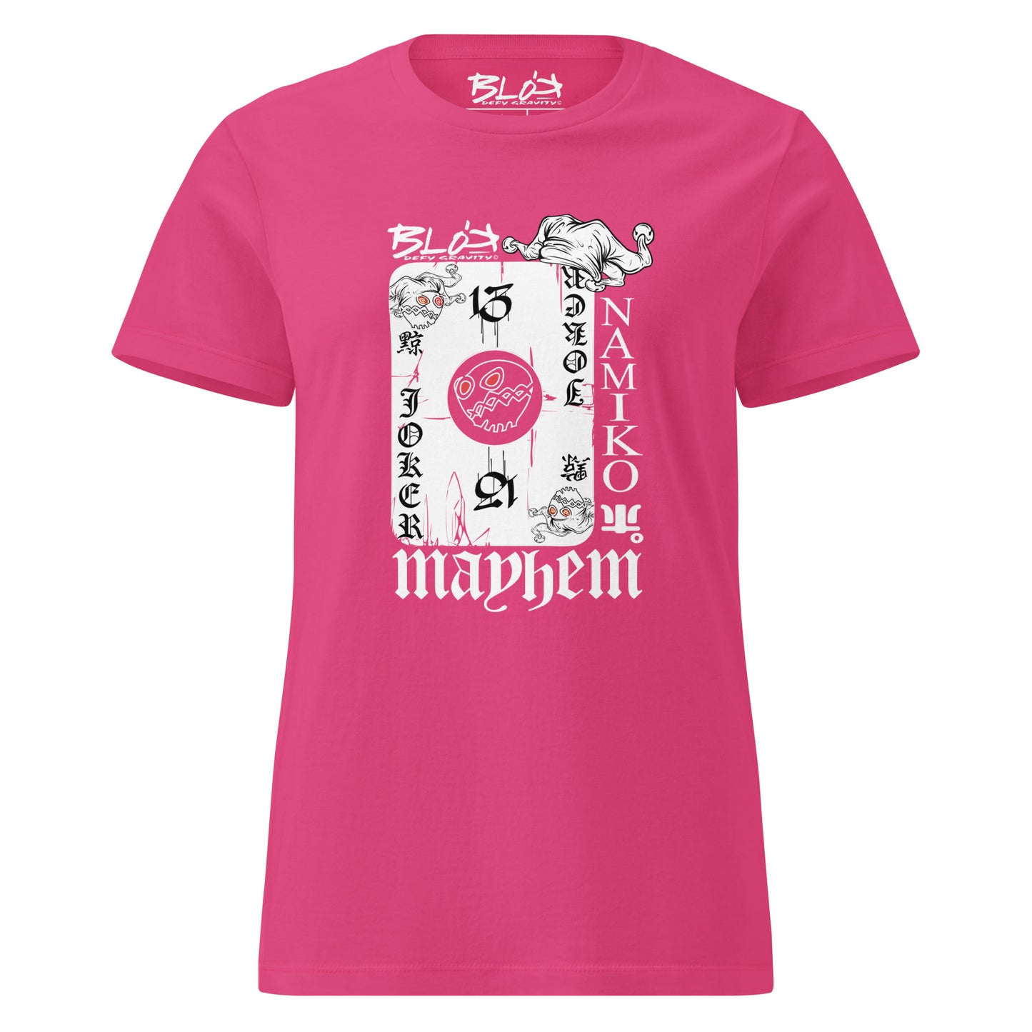 Poker Face - Front Print in White - Women's Slim Fit