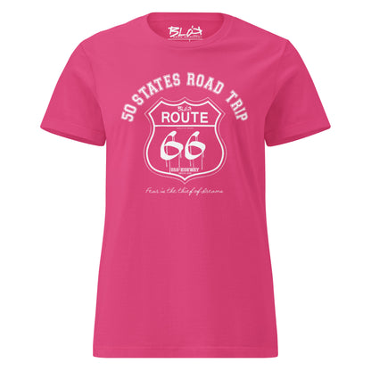 Route 66 Road Trip - 50 States - with White Print - Women's Slim Fit