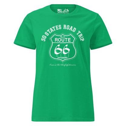 Route 66 Road Trip - 50 States - with White Print - Women's Slim Fit
