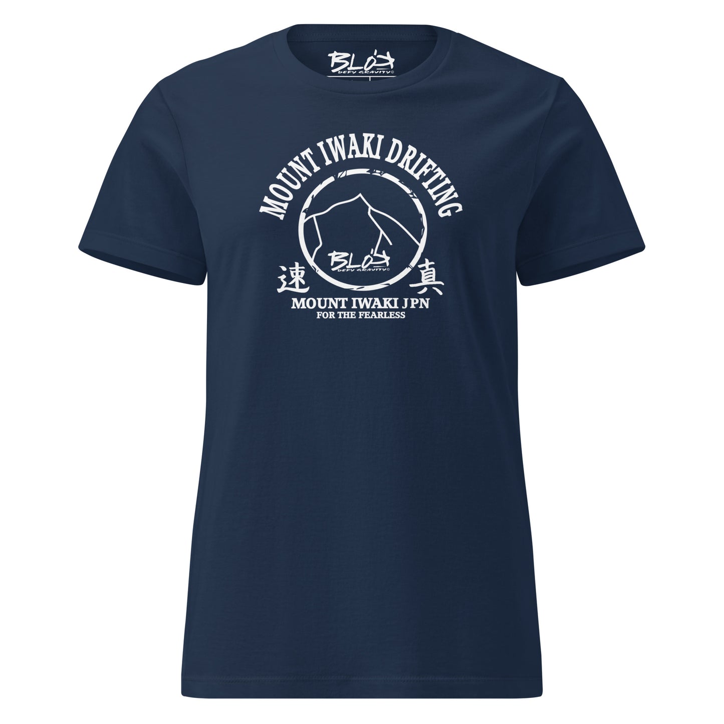 BLOK Mount Iwaki - White Print Women's Slim Fit Graphic T-Shirt