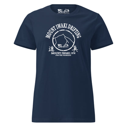 BLOK Mount Iwaki - White Print Women's Slim Fit Graphic T-Shirt