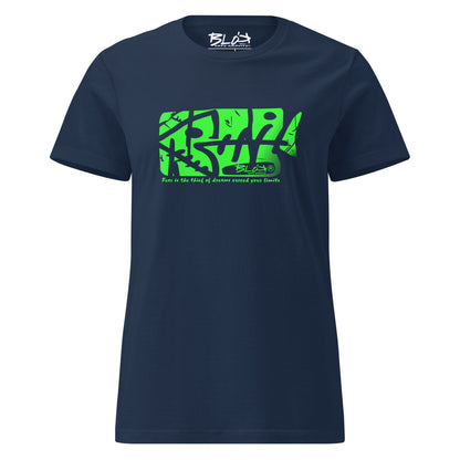 BLOK Fish Bone - Green Front Print Women's Slim Fit Graphic T-Shirt