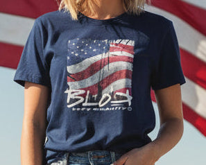 BLOK US Flag - Front Print Women's Slim Fit Graphic T-Shirt