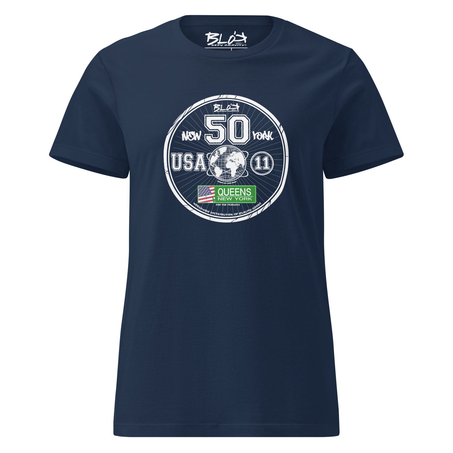 Queens New York - with White & Green Print - Women's Slim Fit