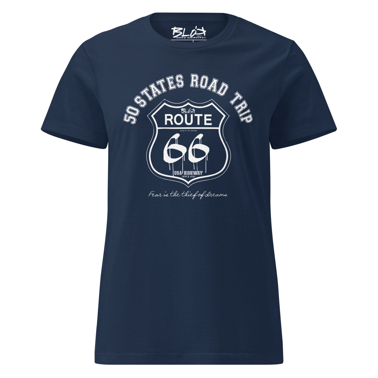 Route 66 Road Trip - 50 States - with White Print - Women's Slim Fit