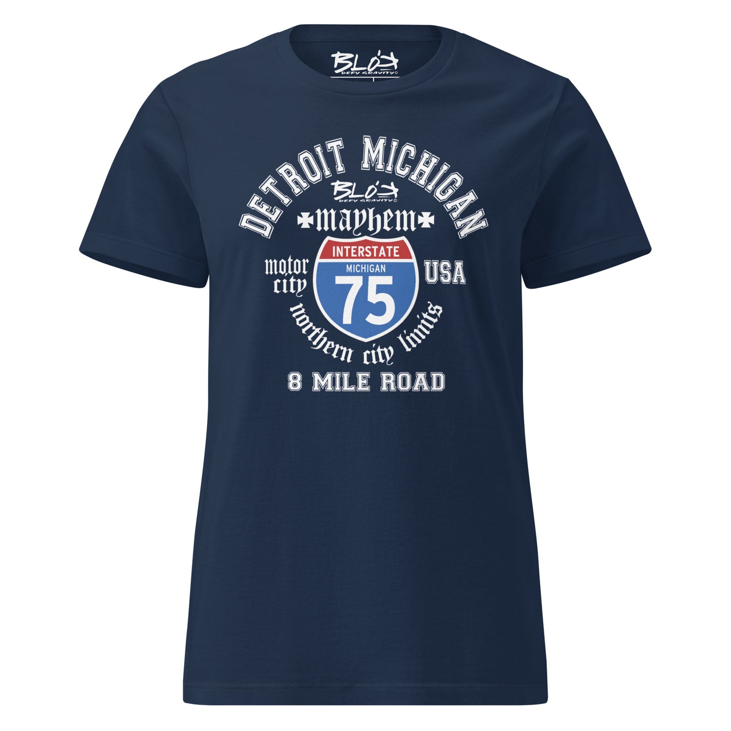 Detroit 8 Mile - 50 States - with White Print - Women's Slim Fit