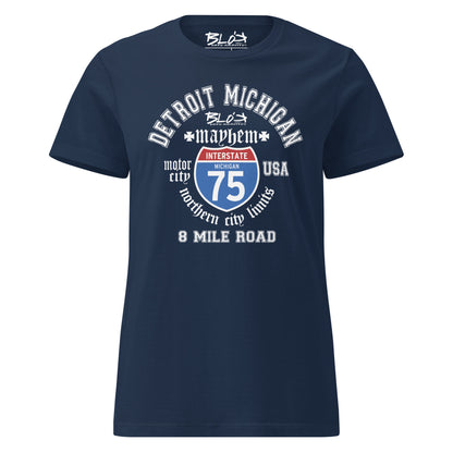 Detroit 8 Mile - 50 States - with White Print - Women's Slim Fit