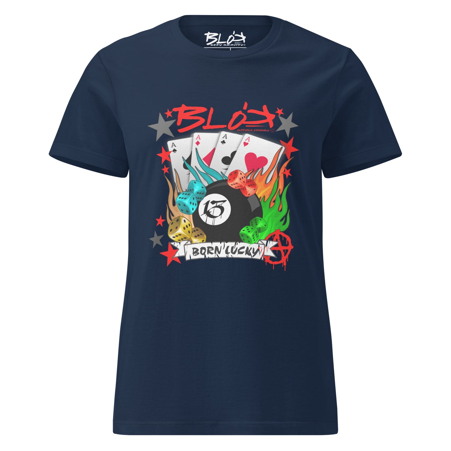 Born Lucky - with Red Logo - Women's Slim Fit