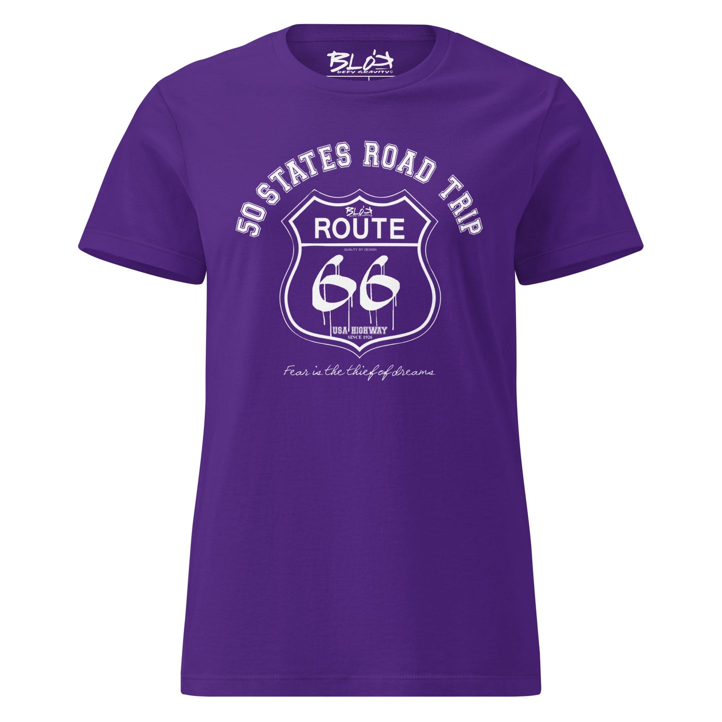 Route 66 Road Trip - 50 States - with White Print - Women's Slim Fit